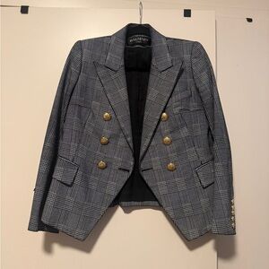 Balmain Checkered Blazer with Gold Accents